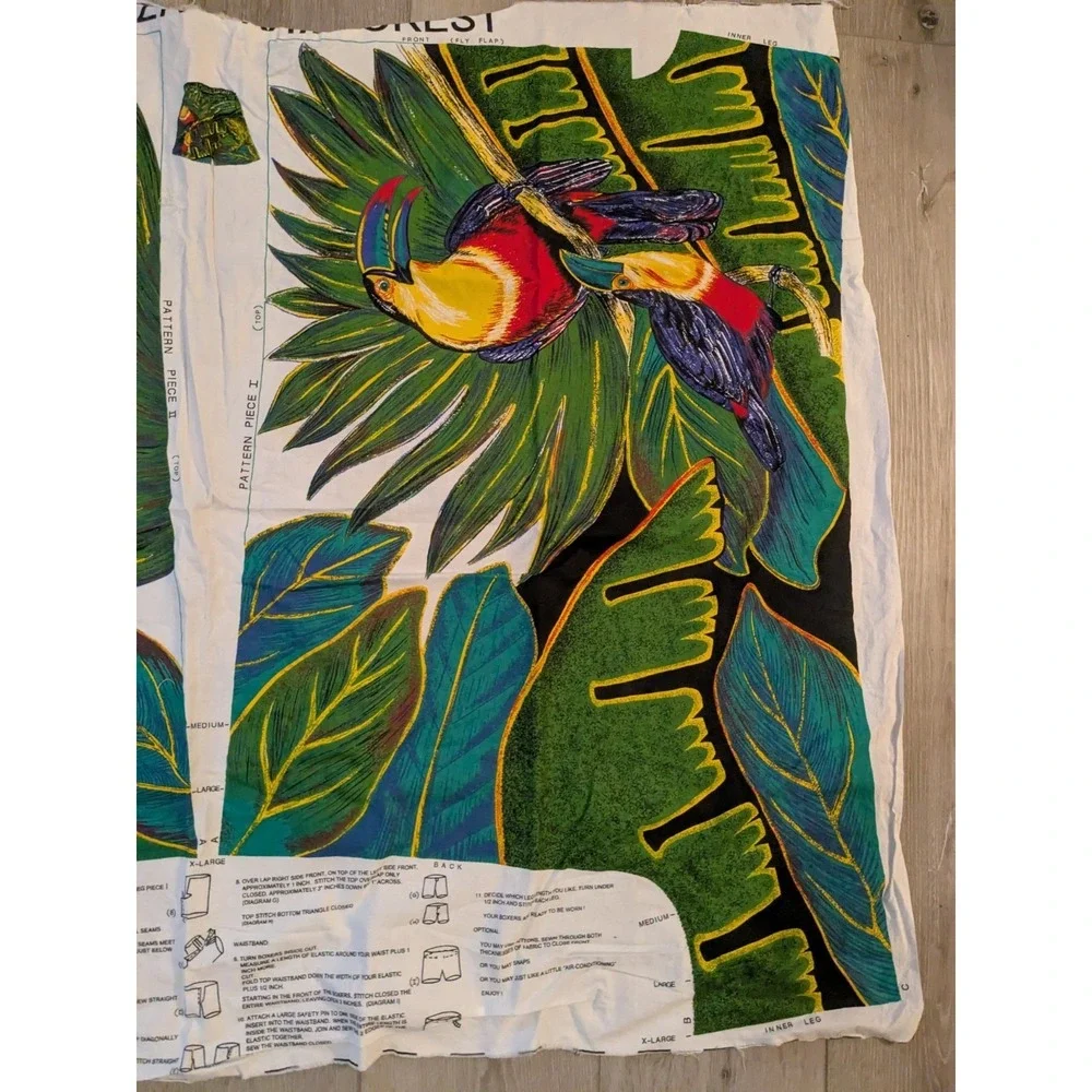 Boxer Bonanza Tropical Rainforest Jungle Princess Fabric Panel Toucan Iguana